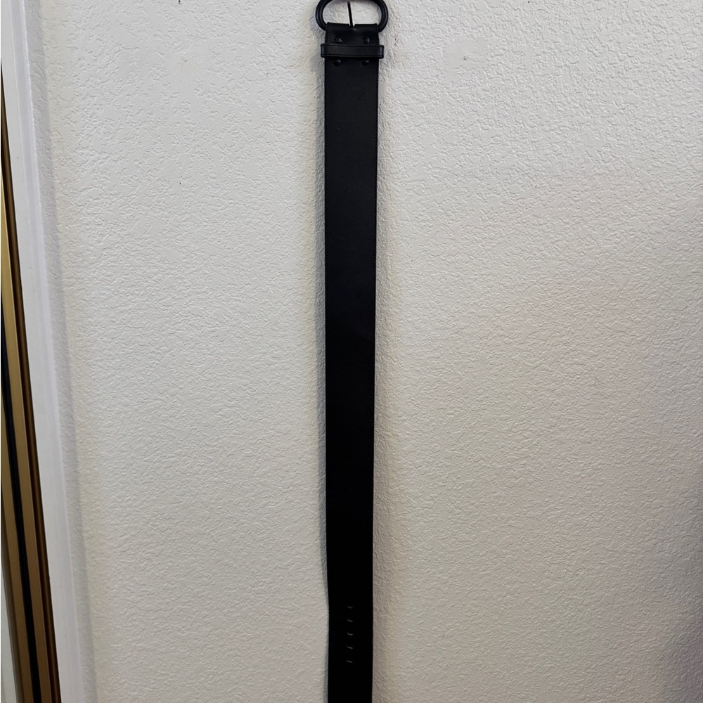 Women’s Black Wide Leather Belt with Matte Black Buckle - Picture 3 of 5
